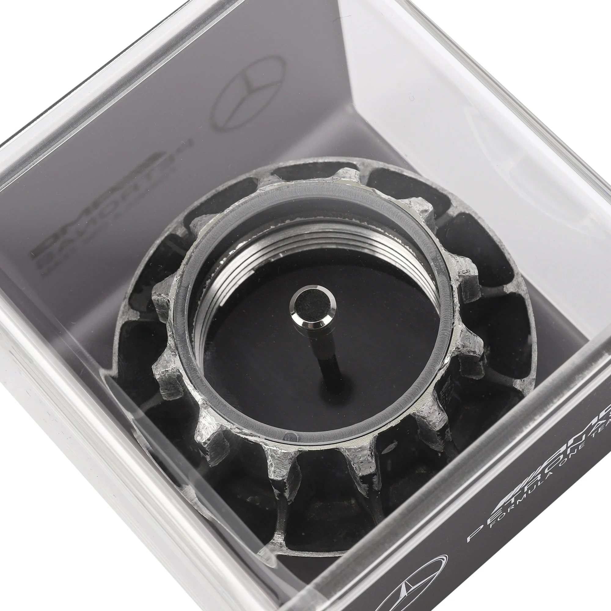 Mercedes AMG Petronas 2011 Grand Prix Used Wheel Nut in Display Case - Image 3