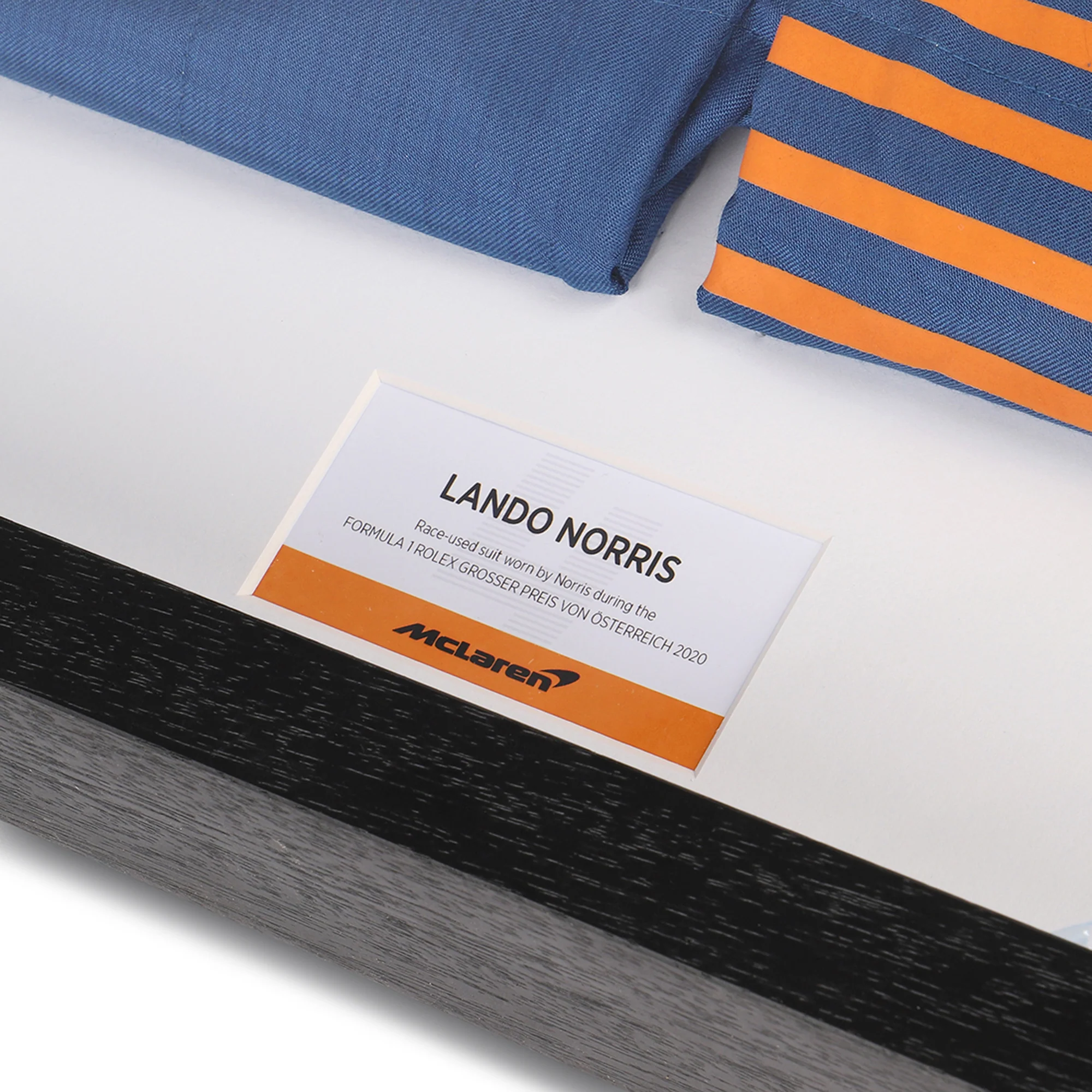 Season Launch LOT 001 – Lando Norris 2020 McLaren Suit - Austria GP Used Framed - Image 3